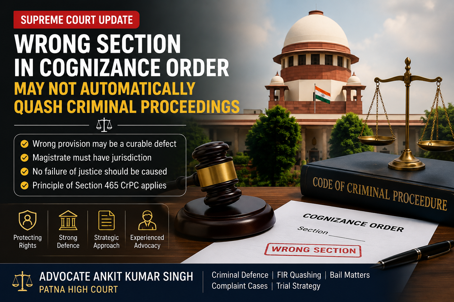 Supreme Court: Wrong Section in Cognizance Order May Not Automatically Quash Criminal Proceedings