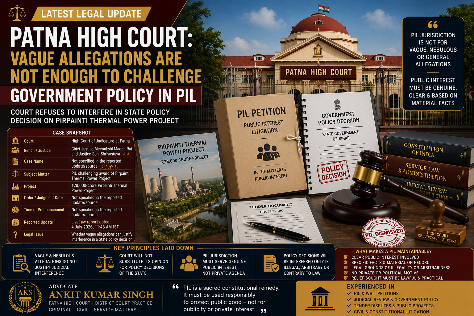 Patna High Court: Vague Allegations Are Not Enough to Challenge Government Policy in PIL
