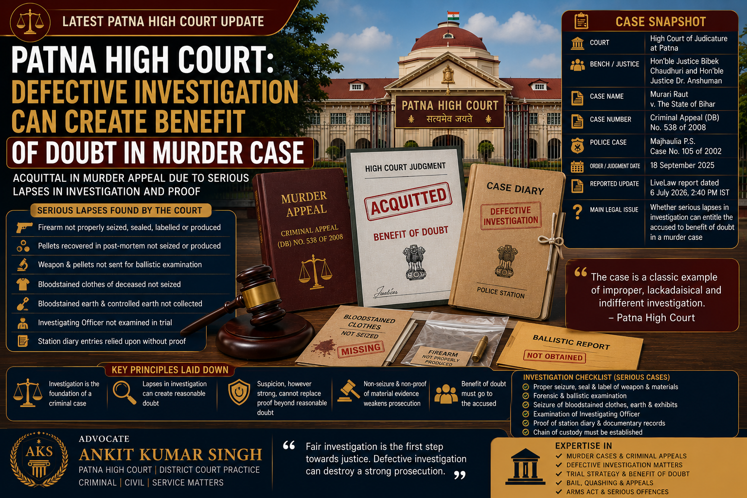 Patna High Court: Defective Investigation Can Create Benefit of Doubt in Murder Case