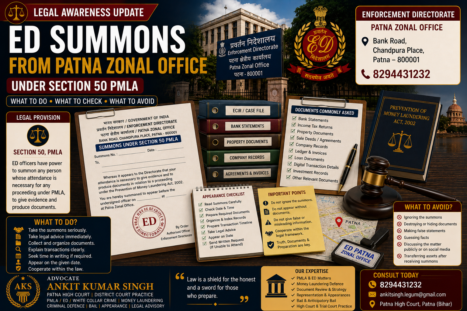 ED Summons from Patna Zonal Office: What to Do After Receiving Section 50 PMLA Notice