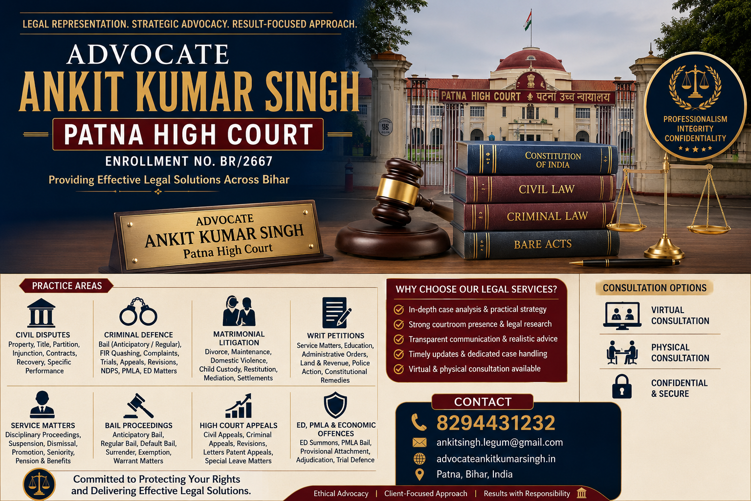 Looking for the best legal representation in Patna?       Advocate Ankit Kumar Singh: Legal Representation for Patna High Court and Bihar Court Matters