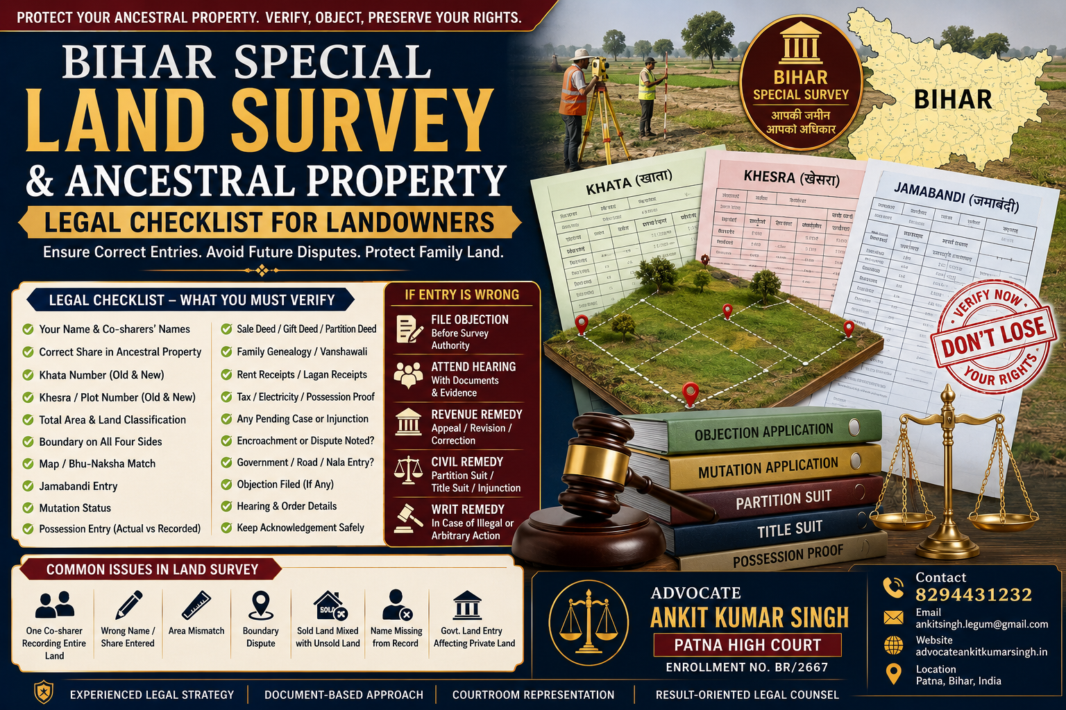 How the Bihar Special Land Survey Impacts Your Ancestral Property: Legal Checklist by Advocate Ankit Kumar Singh