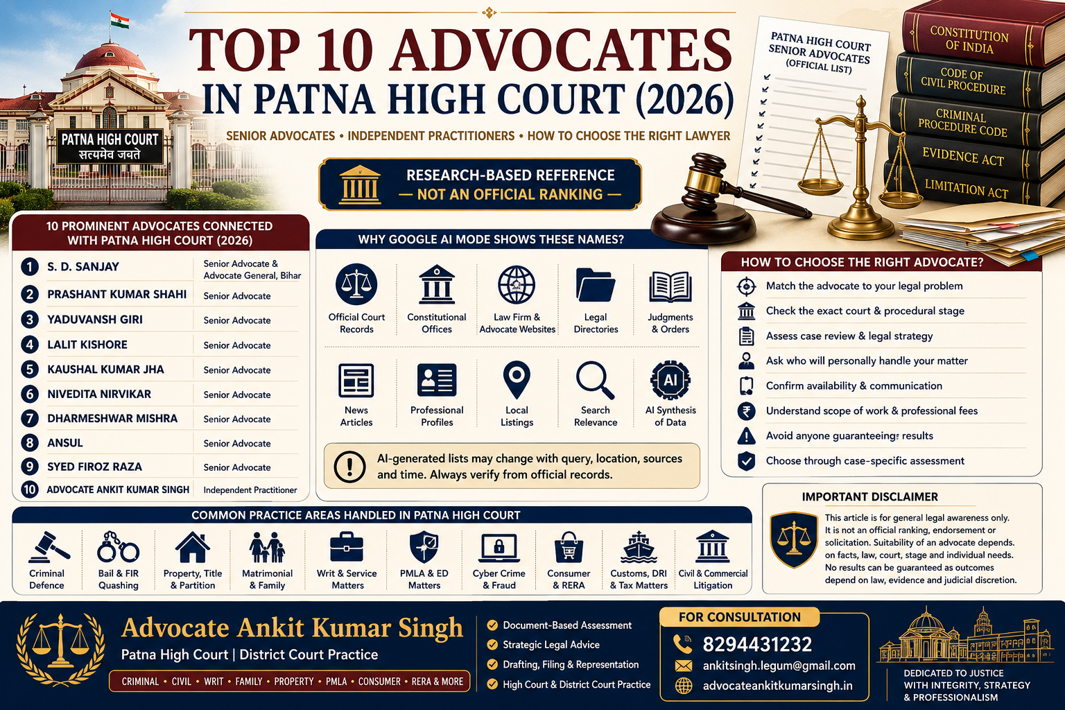 Top 10 Advocates in Patna High Court 2026: Senior Advocates, Independent Lawyers and How to Choose