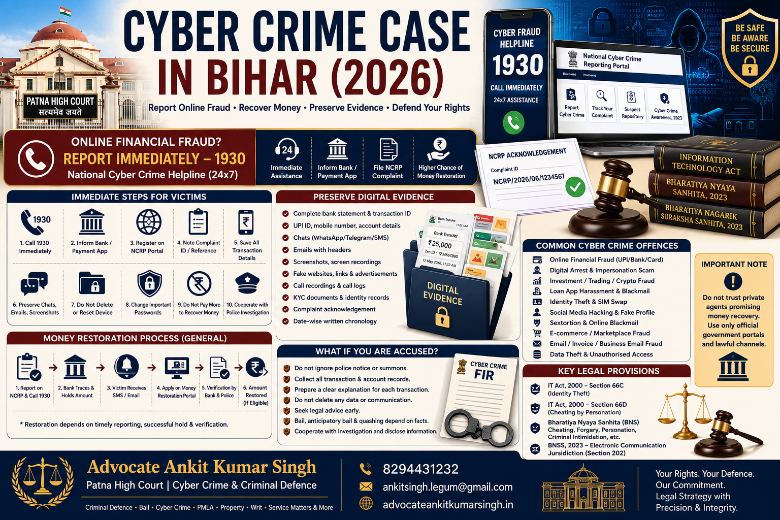 Cyber Crime Case in Bihar 2026: How to Report Online Fraud, Recover Money, Preserve Evidence and Defend an FIR