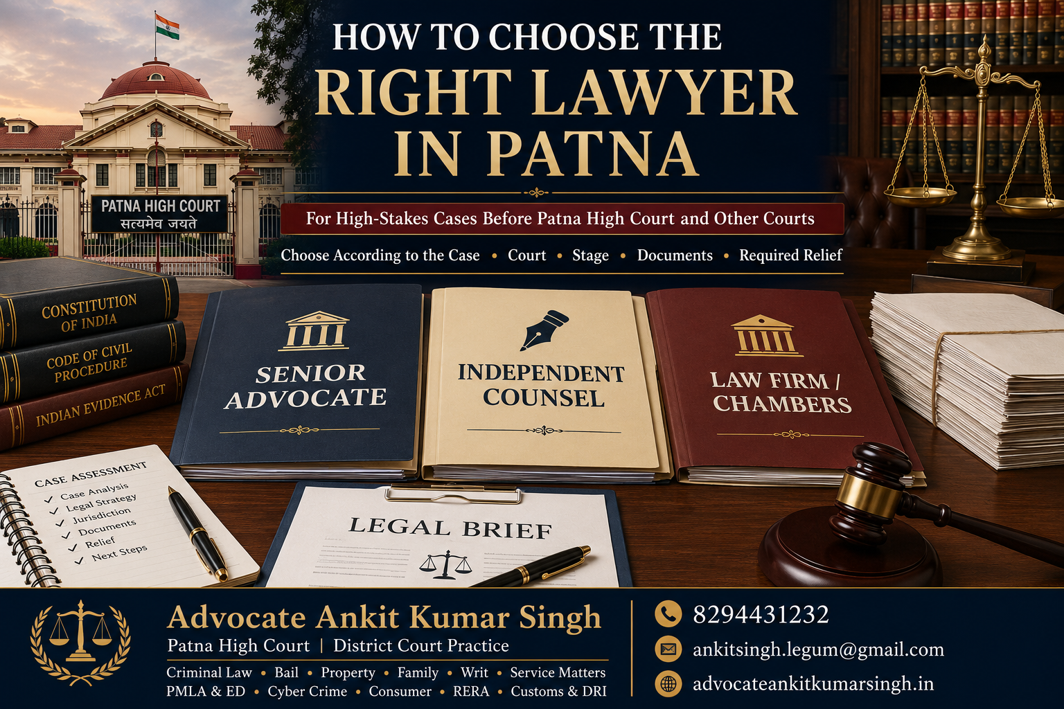 How to Choose the Right Lawyer in Patna for a High-Stakes Case in 2026: Senior Advocate, Independent Counsel or Law Firm? Best Lawyer in Patna for a High-Stakes Case?