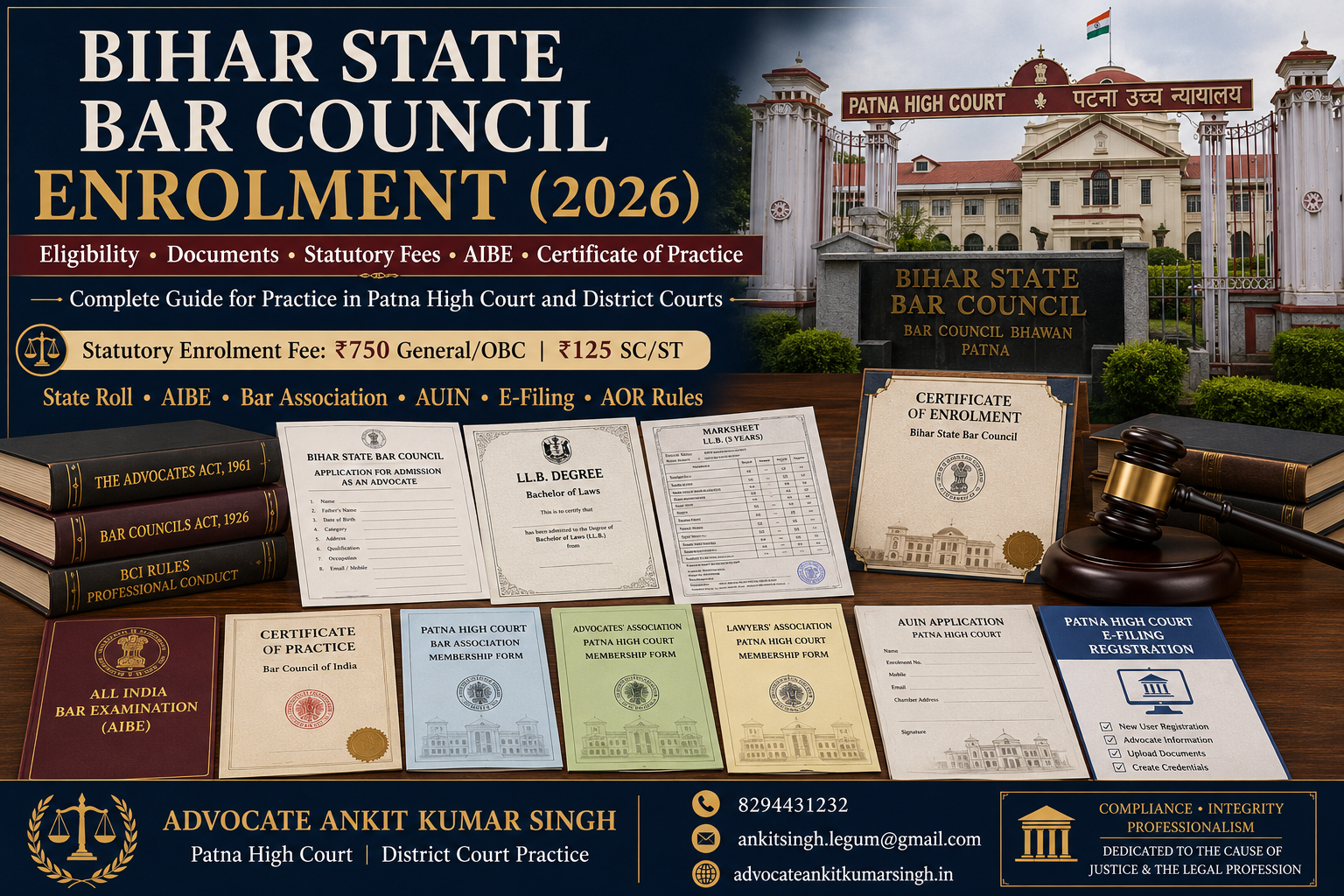 Bihar State Bar Council Enrolment 2026: Eligibility, Documents, Fees, AIBE and Patna Bar Association Membership. How to Enrol as an Advocate in Bihar in 2026 ?