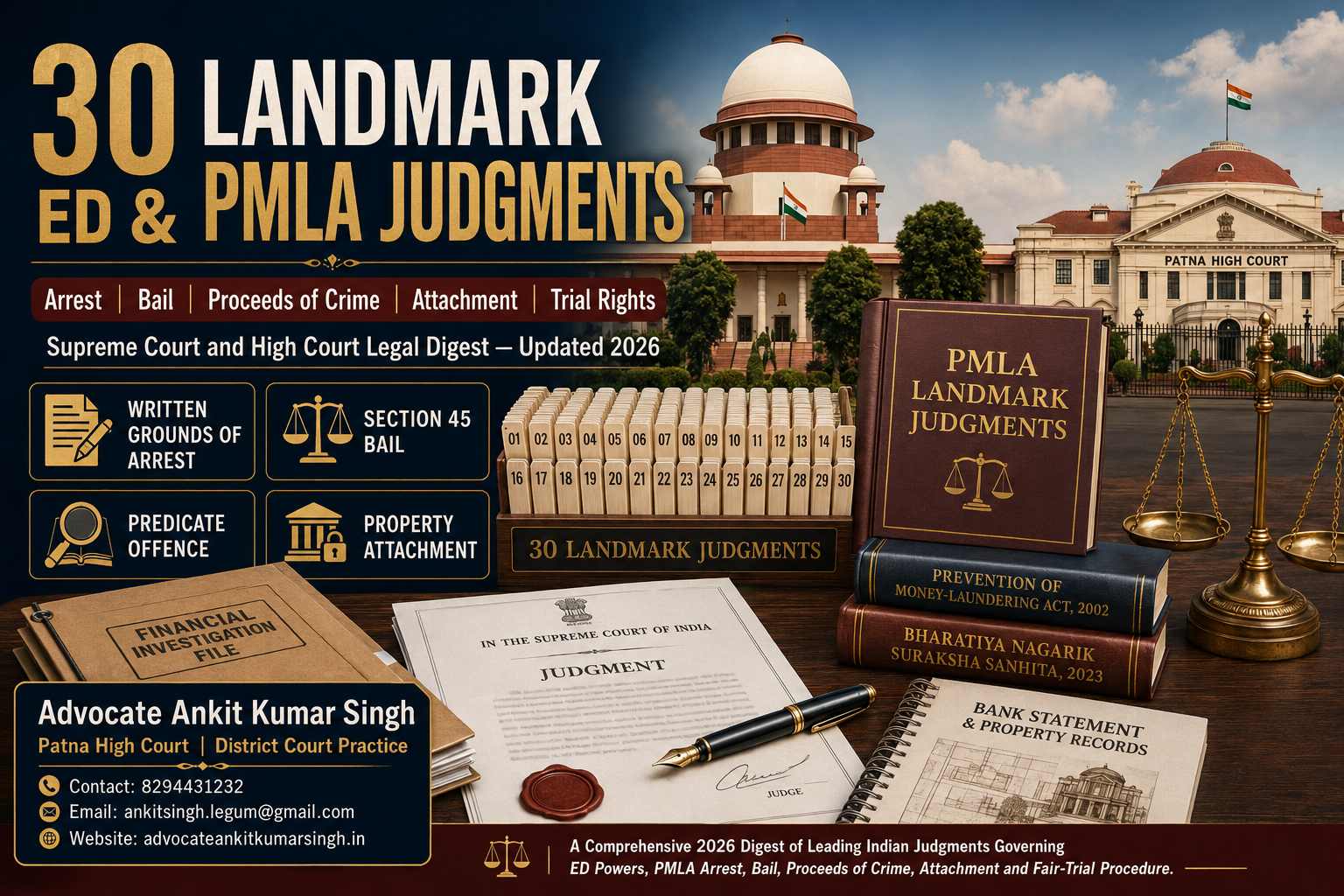 30 Landmark ED and PMLA Judgments in India: Latest Supreme Court Law on Arrest, Bail, Attachment and Trial