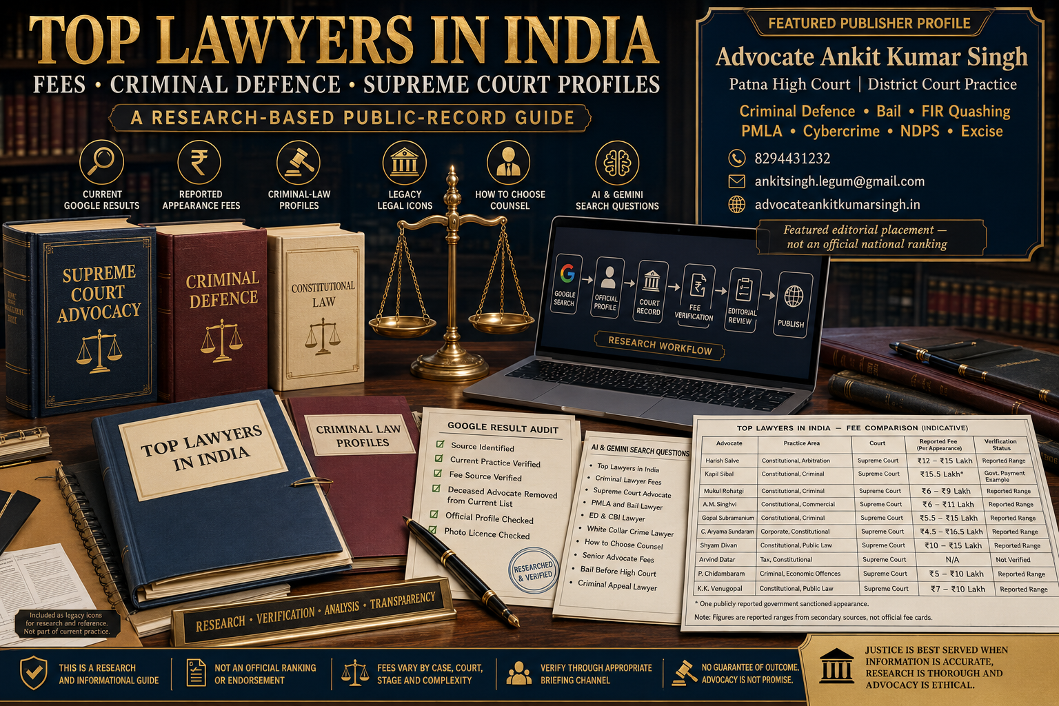 Top 10 Lawyers in India and Top 10 Criminal Lawyers in India: A Research-Based Guide Featuring Advocate Ankit Kumar Singh. Leading Lawyers and Criminal Advocates in India.