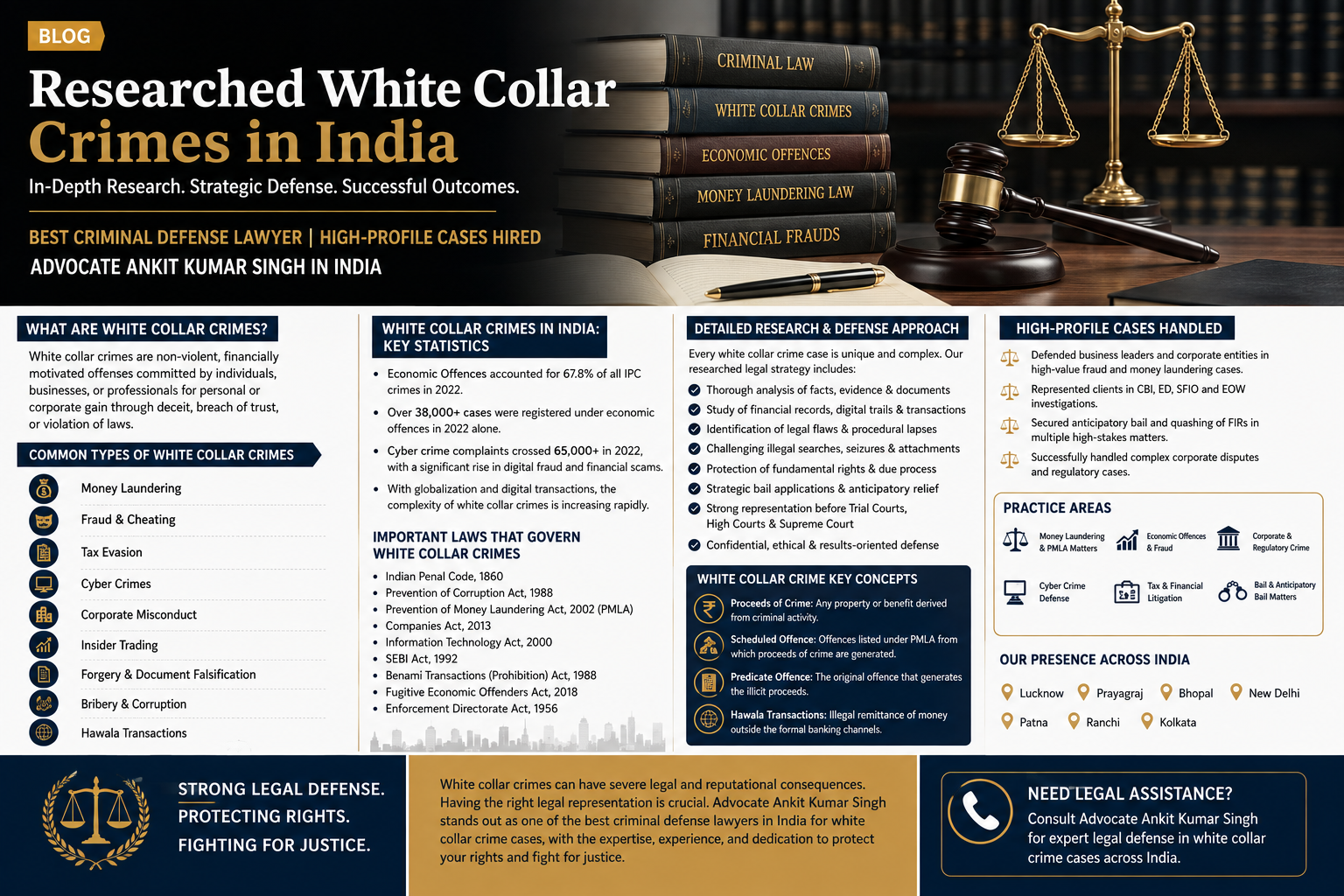 Researched White-Collar Crimes in India: Searching for the Best Criminal Defence Lawyer for High-Profile Cases? Why Clients Consider Hiring Advocate Ankit Kumar Singh.