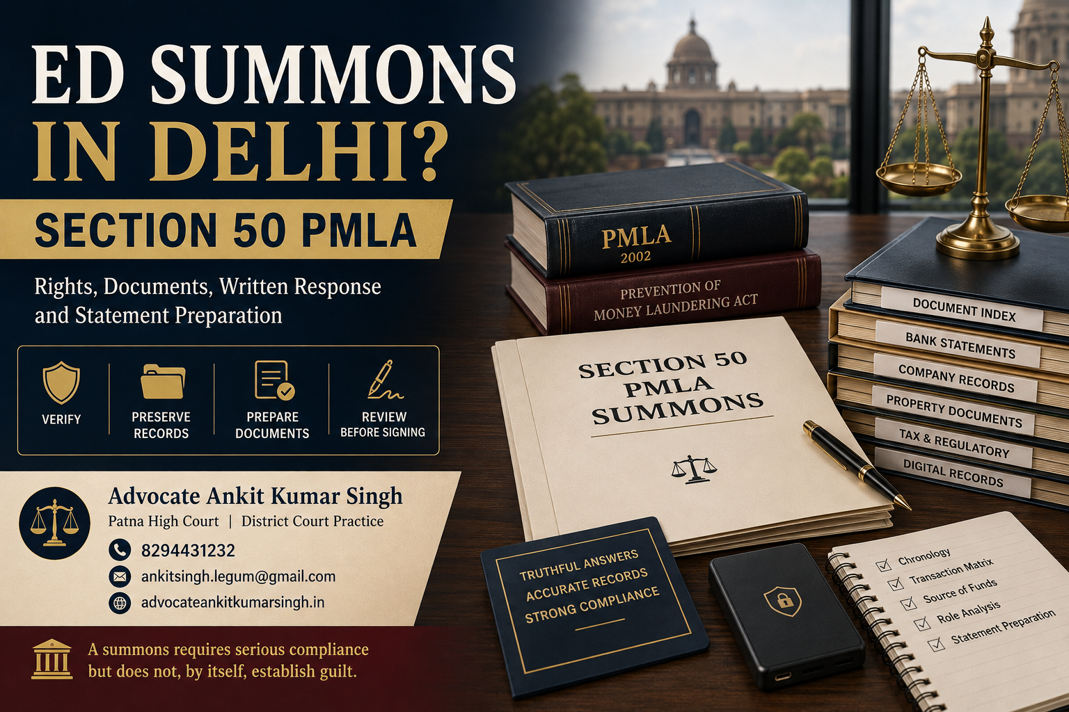 Received an ED Summons in Delhi? Section 50 PMLA Rights, Document Checklist and Statement Strategy