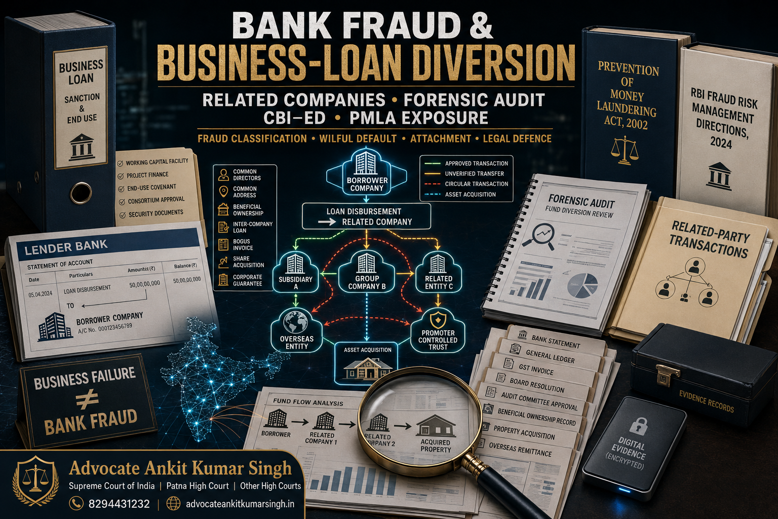 When Inter-Company Transfers Become Bank Loan Diversion: Forensic Audit, Fraud Classification, Wilful Default and PMLA Defence