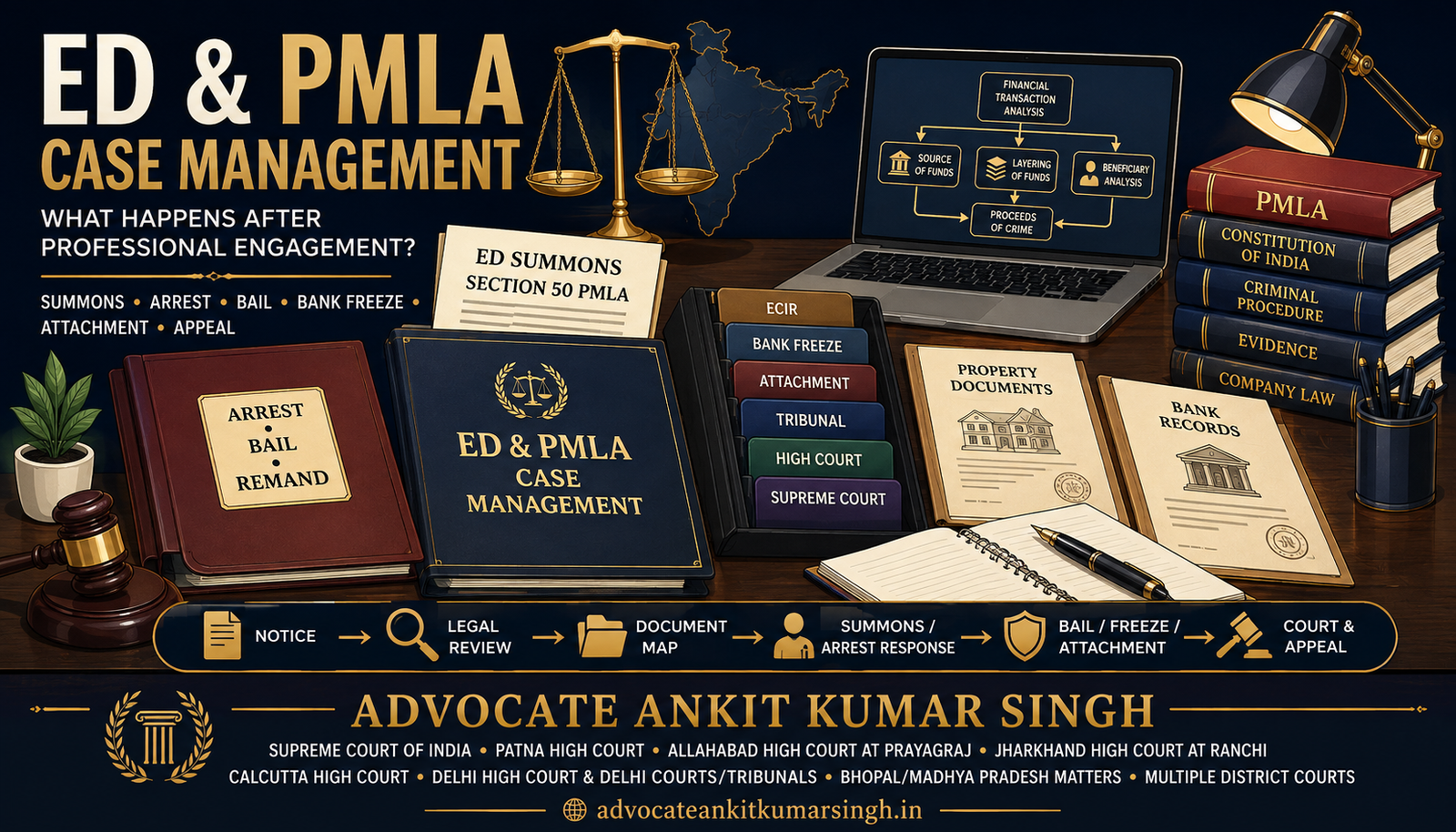 What Happens After You Engage Advocate Ankit Kumar Singh for an ED Summons, Arrest or PMLA Case? A Comprehensive, Expert-Researched National Case-Management Guide
