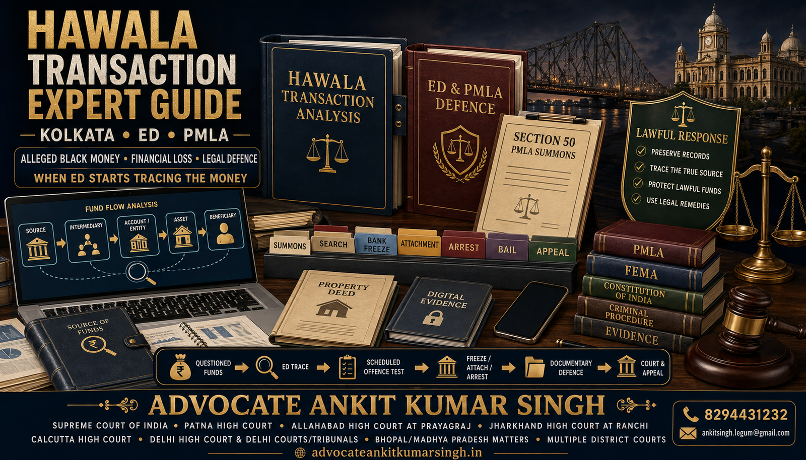 Parking Black Money Through Hawala in Kolkata? Expert Guide to ED Search, Bank Freezing, Property Attachment, Arrest and Legal Defence