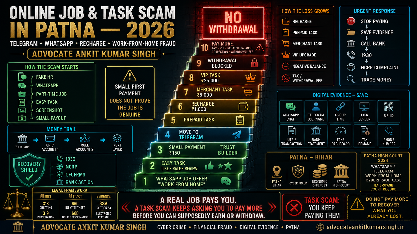 Online Job and Task Scam in Patna: Telegram, WhatsApp, Recharge and Work-from-Home Fraud Remedies 2026 — Advocate Ankit Kumar Singh