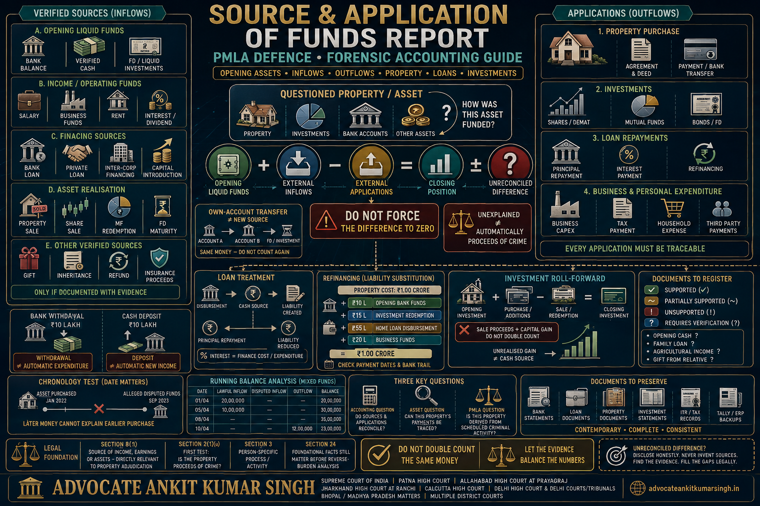 Source-and-Application-of-Funds Report for PMLA Defence: How to Reconstruct Opening Assets, Inflows, Outflows, Property Purchases, Loan Repayments, Investment Trails and Unexplaine