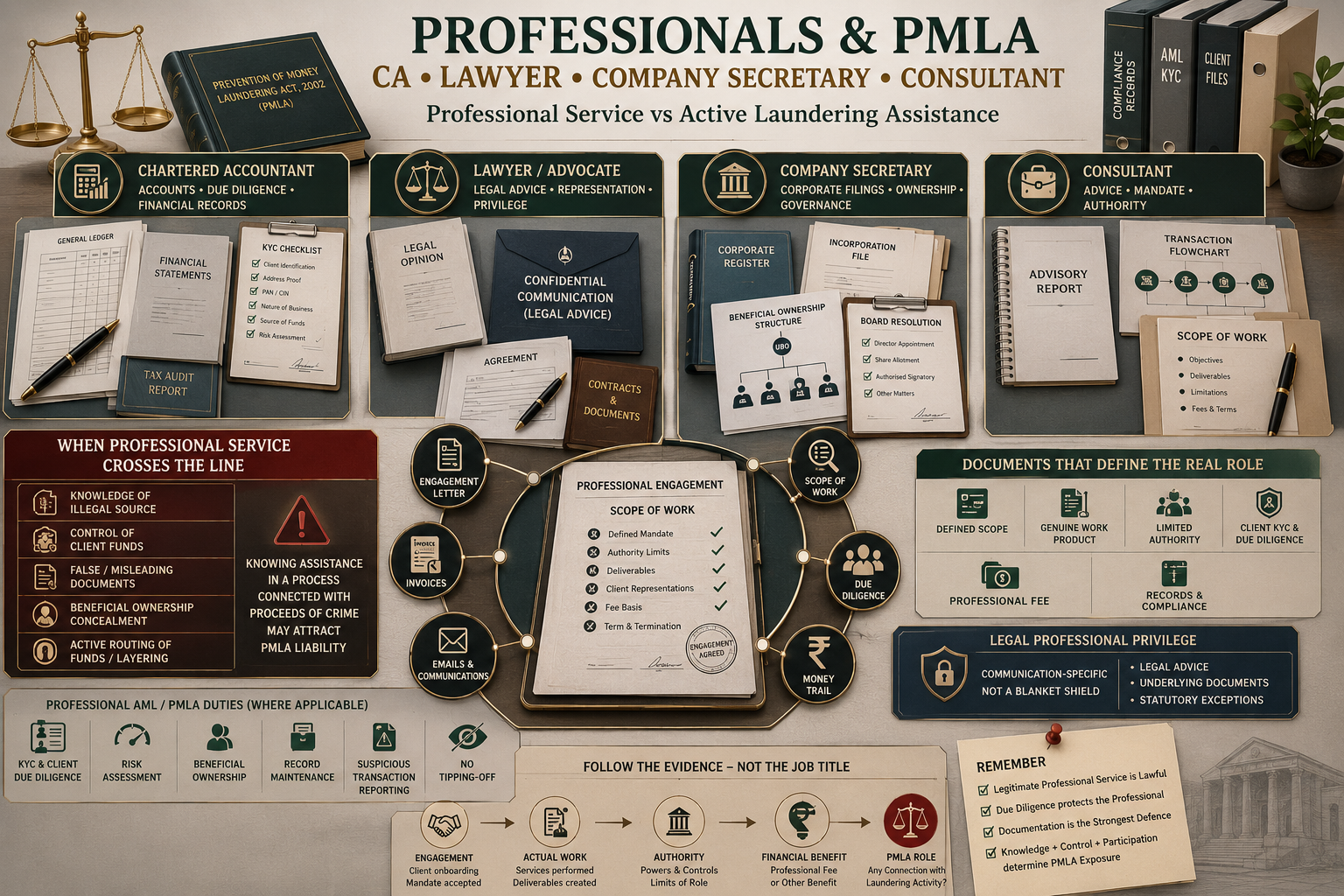 CA, Lawyer, Company Secretary and Consultant Exposure in PMLA Cases: Professional Advice vs Active Money-Laundering Assistance