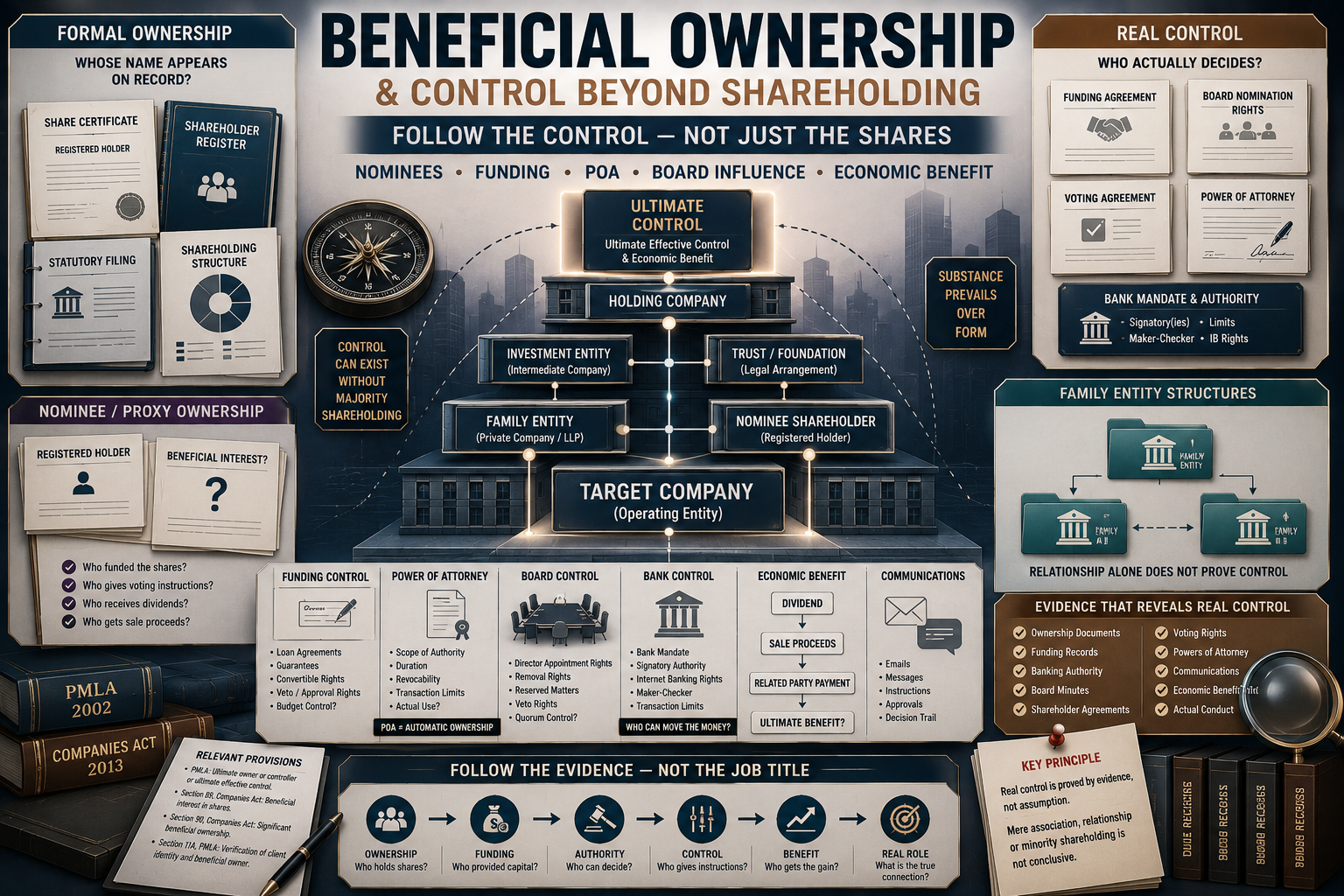 Beneficial Ownership and Control Beyond Shareholding: Proxies, Nominees, Family Entities, Funding, POA and Real Control under PMLA