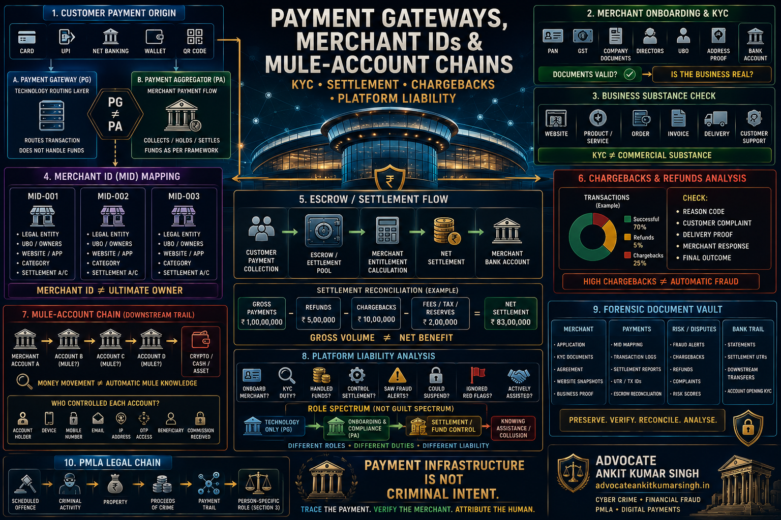 Payment Gateways, Merchant IDs and Mule-Account Chains: Merchant KYC, Settlement Flow, Chargebacks and Platform Liability — Advocate Ankit Kumar Singh