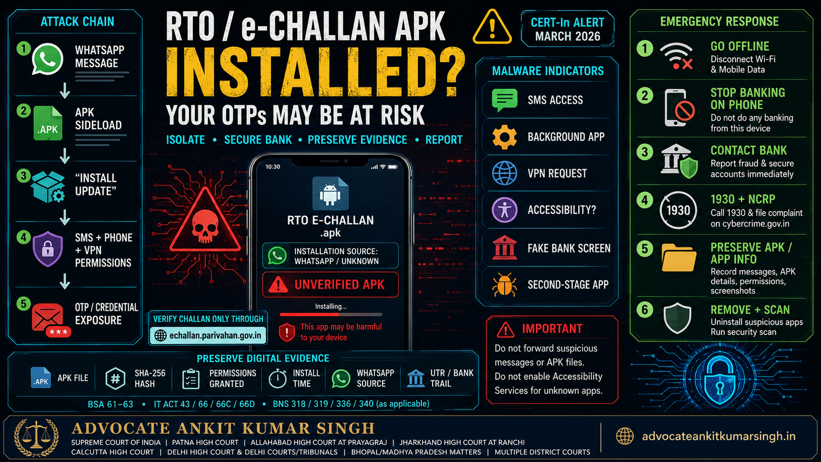 I Installed an RTO or e-Challan APK From WhatsApp: Can It Steal Bank OTPs? Immediate Cyber-Safety, Banking and Evidence Guide 2026