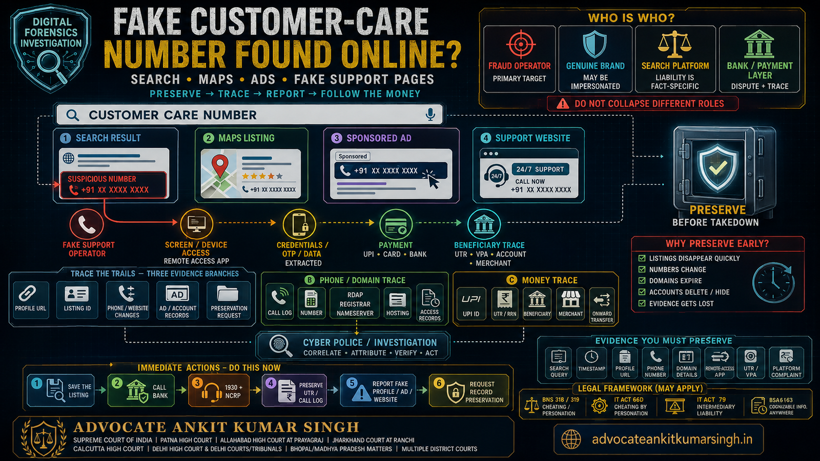 Fake Customer-Care Number Found on Google: Who Is Liable, How Can the Listing Be Traced and How Can Money Be Recovered? India 2026 Guide