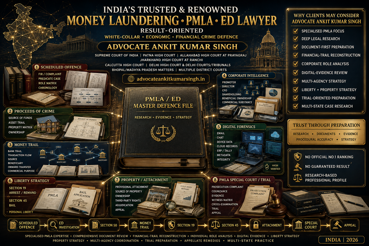 Searching for India’s Most Trusted, Result-Oriented & Renowned Money Laundering, PMLA & ED Lawyer (2026)? – Advocate Ankit Kumar Singh | Prominent White-Collar & Financial Crime De