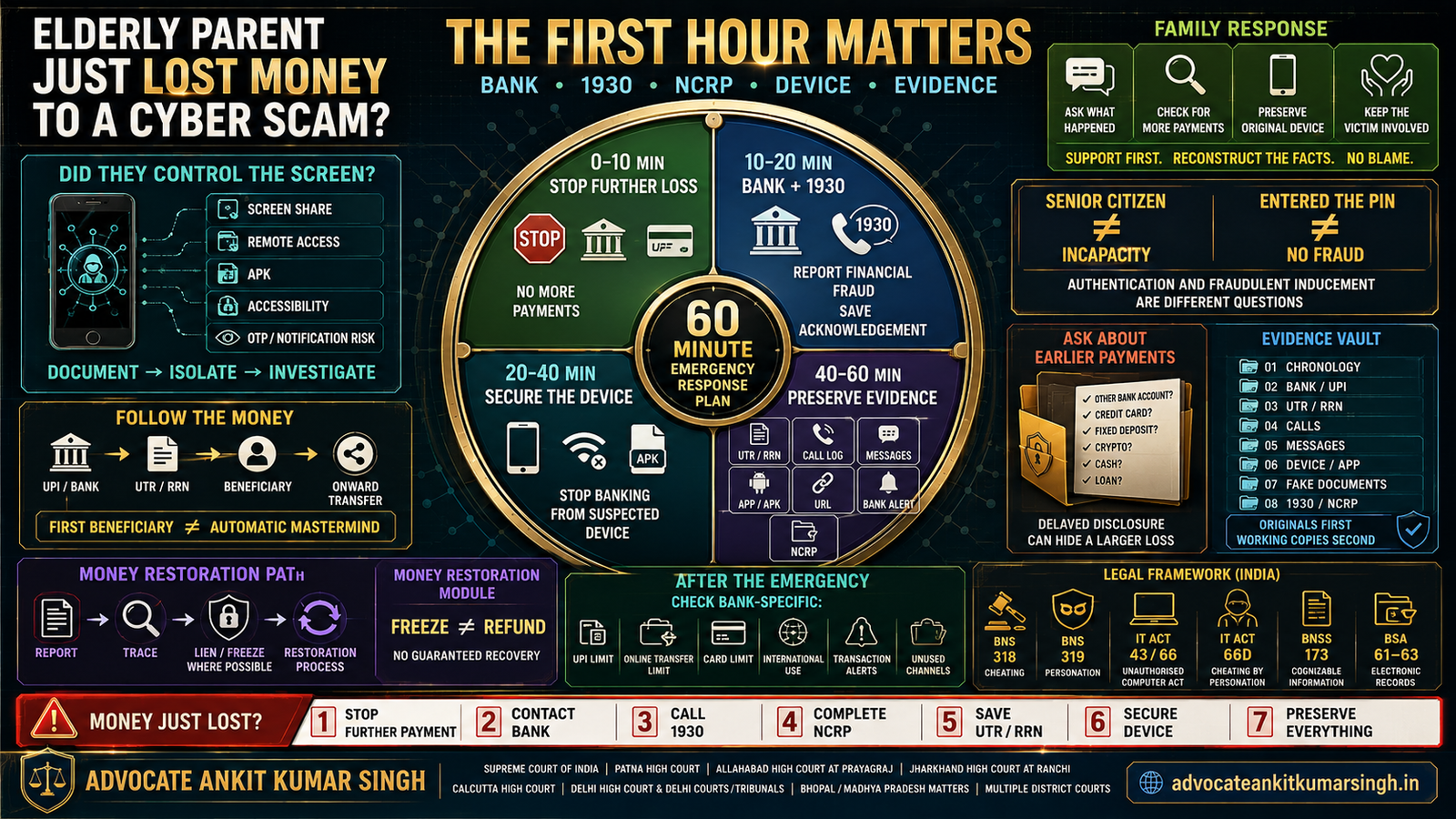 My Elderly Parent Transferred Money to Cyber Scammers: What Should the Family Do in the First Hour? Senior-Citizen Cyber Fraud India Guide 2026
