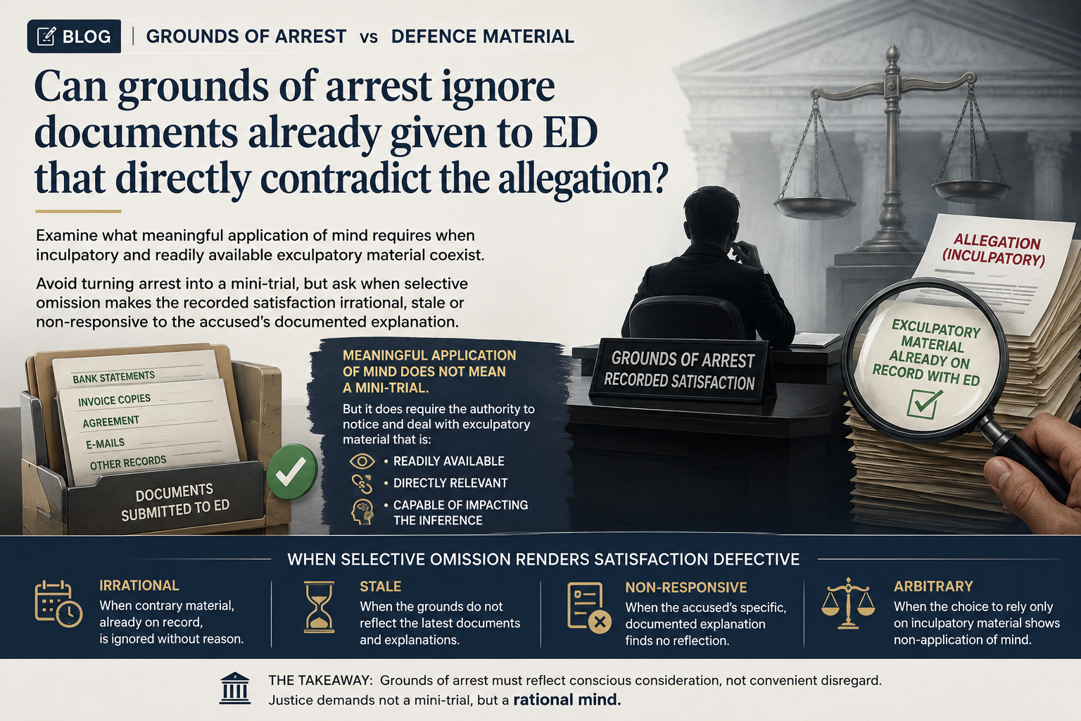 Grounds of Arrest vs Defence Material Under PMLA: “Can ED Ignore Documents Already Given to It That Directly Contradict the Allegation?”