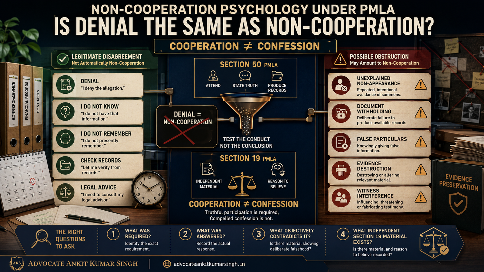 Non-Cooperation Psychology Under PMLA: Is Denial or “I Do Not Remember” the Same as Non-Cooperation?