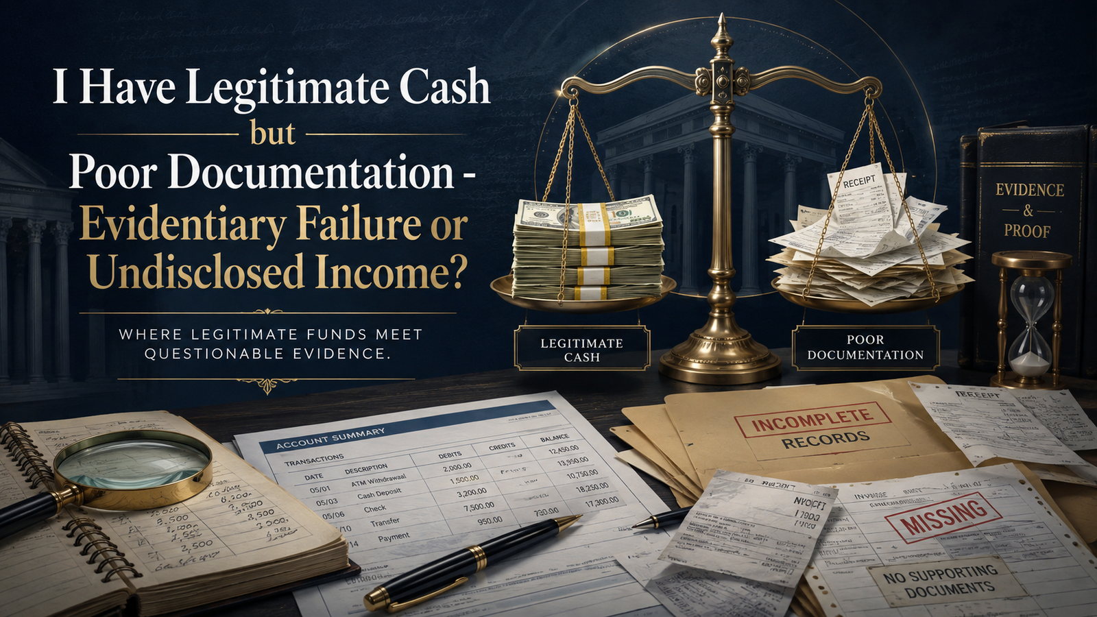 I Have Legitimate Cash but Poor Documentation — Evidentiary Failure or Undisclosed Income?