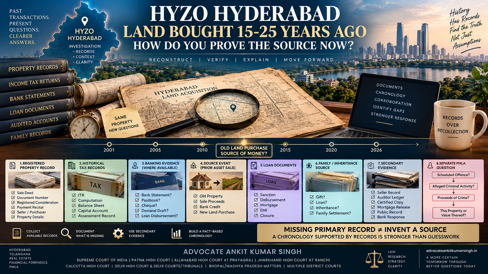 HYZO Hyderabad Wants the Source of Money Used to Buy Land 15-25 Years Ago: How Can the Acquisition Source Be Reconstructed?