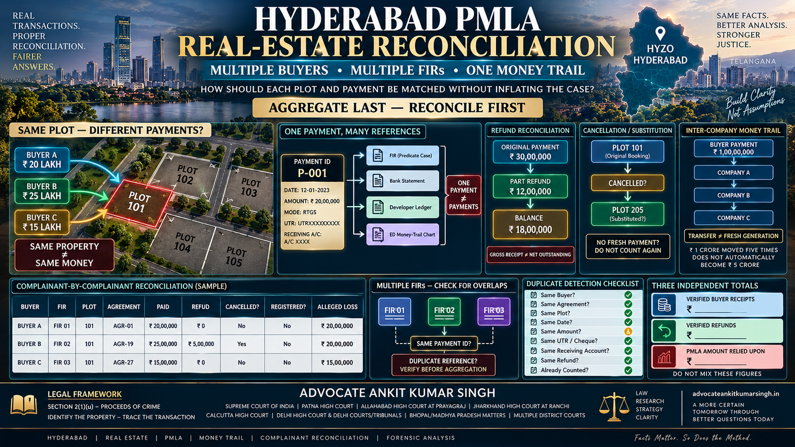 Multiple Plot Buyers, Multiple FIRs and One Hyderabad PMLA Investigation: How Should Each Plot and Payment Be Matched Without Inflating the Case?
