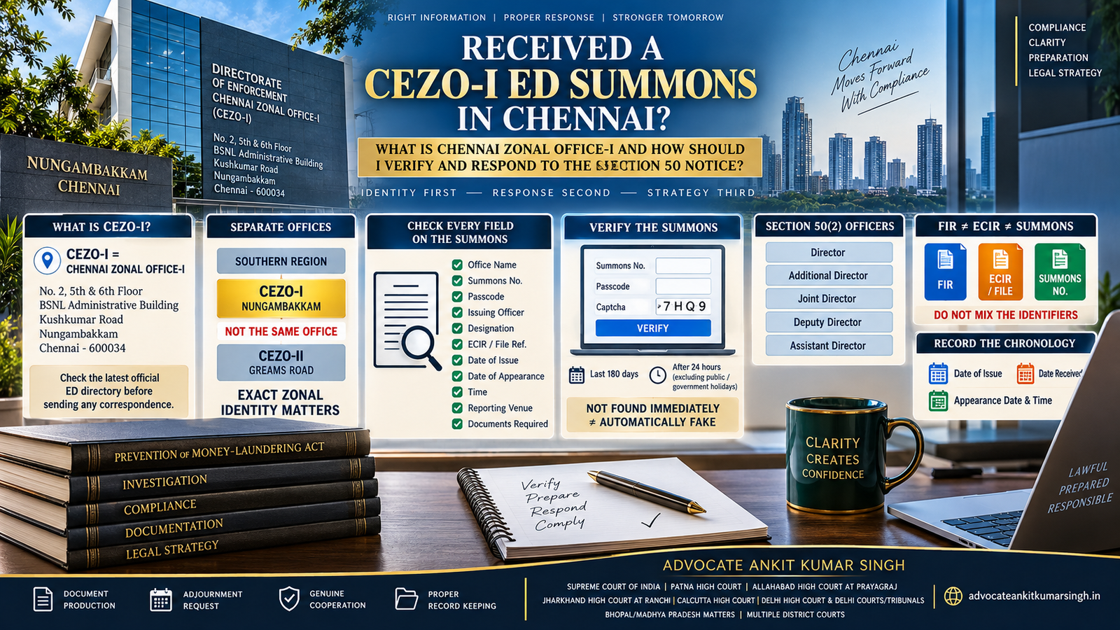 Received a CEZO-I ED Summons in Chennai: What Is Chennai Zonal Office-I and How Should I Verify and Respond to the Section 50 Notice?