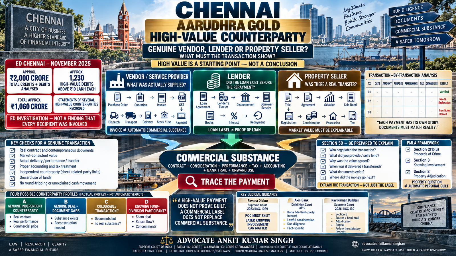 Chennai High-Value Counterparty to Aarudhra Gold: What Must a Genuine Vendor, Lender or Property Seller Show When ED Questions the Transaction?