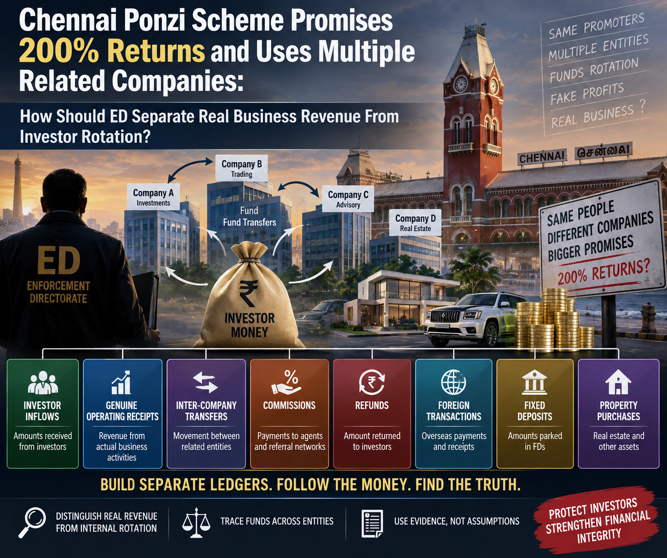 Chennai Ponzi Scheme Promises 200% Returns and Uses Multiple Related Companies: How Should ED Separate Real Business Revenue From Investor Rotation?