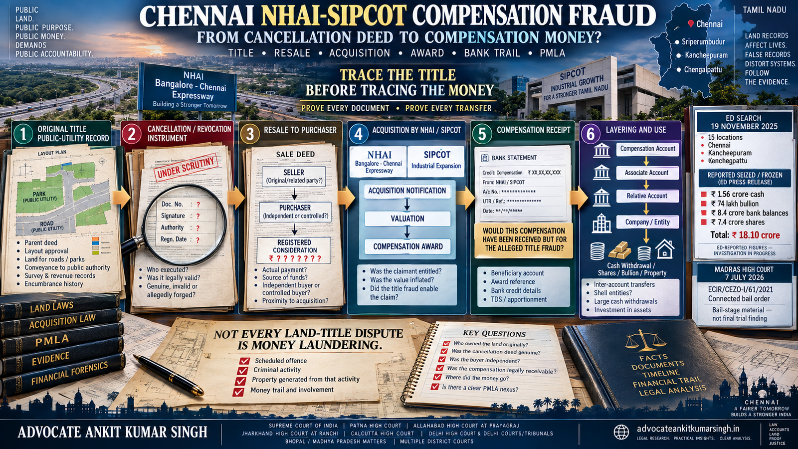 Chennai NHAI-SIPCOT Compensation Fraud: How Can Forged Land Records and Cancellation Deeds Generate Proceeds of Crime?