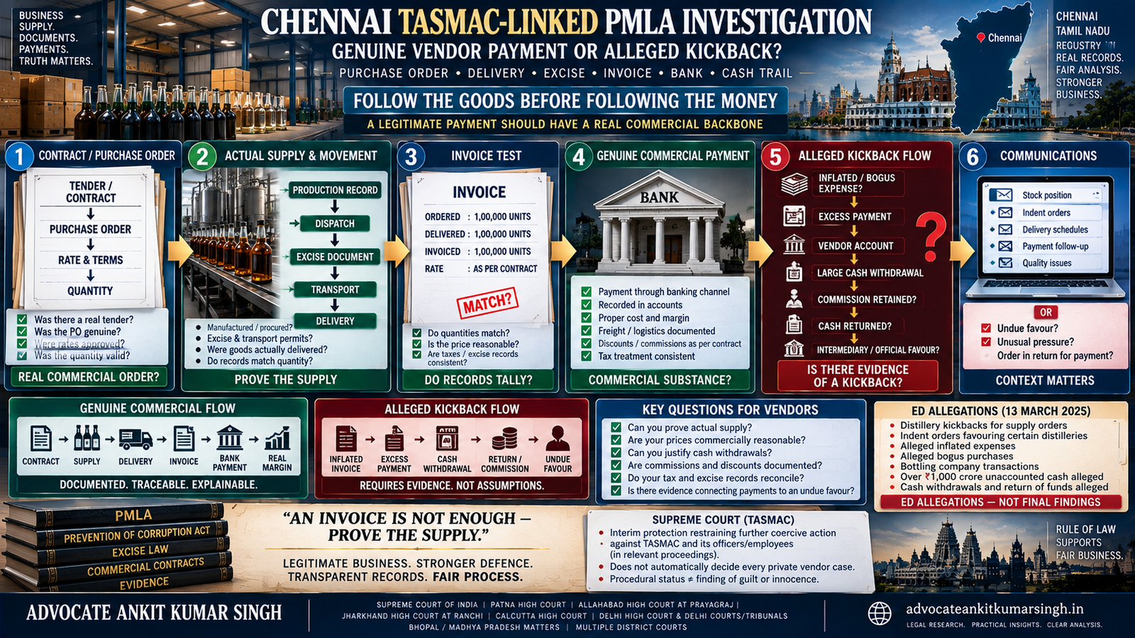 Chennai TASMAC-Linked PMLA Investigation: How Can a Liquor Supplier or Private Vendor Prove Genuine Commercial Payments Were Not Kickbacks?