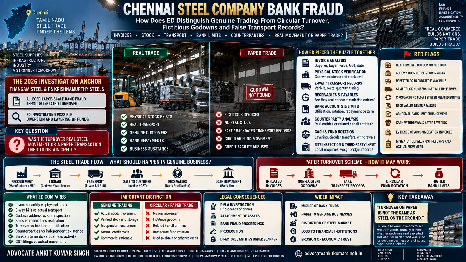 Chennai Steel Company Bank Fraud: How Does ED Distinguish Genuine Trading From Circular Turnover, Fictitious Godowns and False Transport Records?