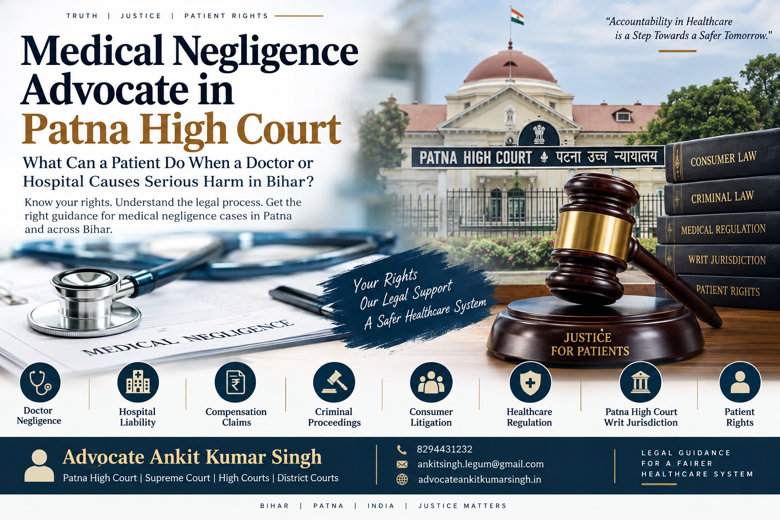 Medical Negligence Lawyer in Patna, Bihar: Doctor Negligence, Hospital Compensation, Consumer Case, Criminal Complaint & Patna High Court Writ