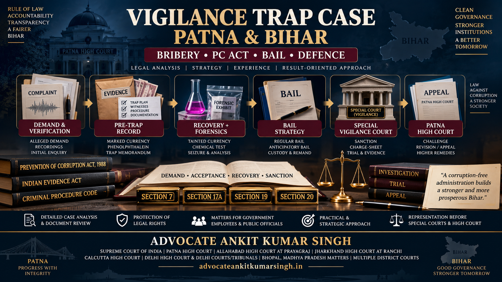 Searching for the Best Vigilance Lawyer in Patna? Advocate Ankit Kumar Singh for Bribery Trap, Red-Handed Arrest, PC Act Bail, Special Vigilance Court & Patna High Court Defence