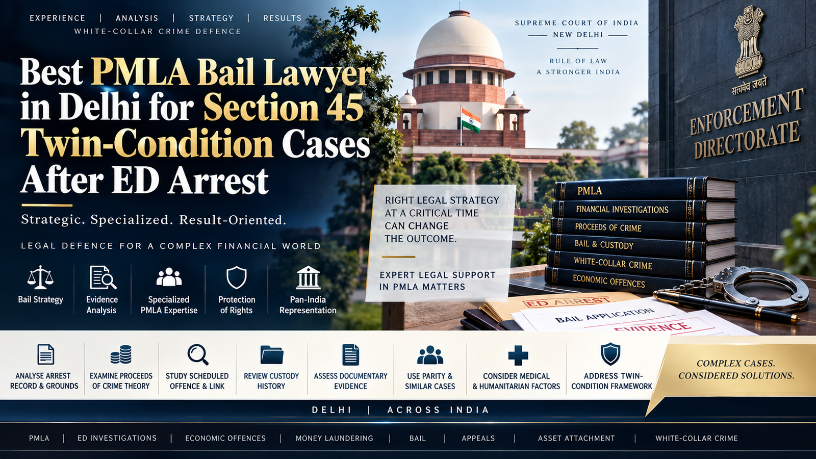 Best PMLA Bail Lawyer in Delhi for Section 45 Twin-Condition Cases After ED Arrest