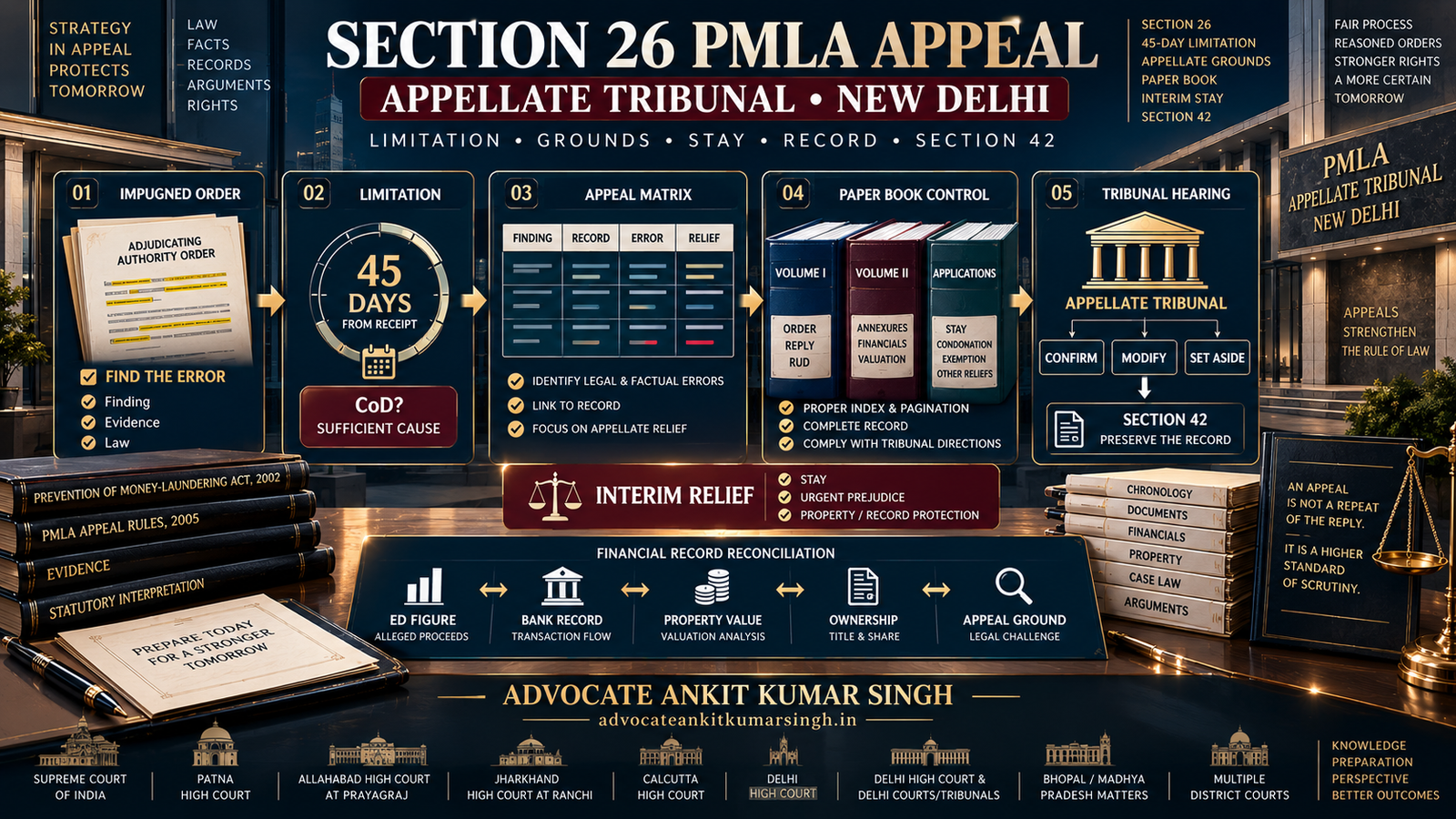 Top PMLA Appellate Lawyer in Delhi for Section 26 Appeals Before the PMLA Appellate Tribunal, New Delhi