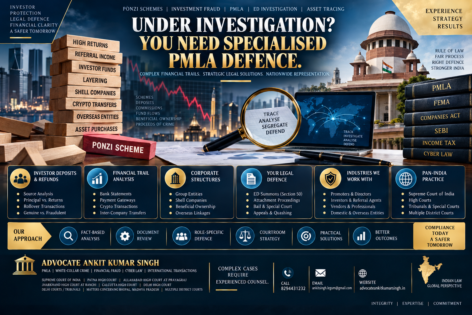 Best PMLA Lawyer in India for Ponzi, Investment Schemes and High-Return Financial Fraud Investigations