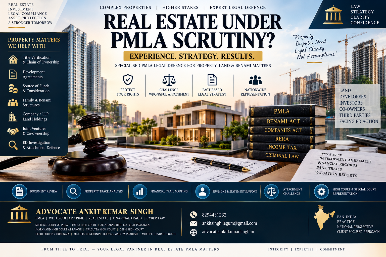 Top PMLA Lawyer in India for Real-Estate, Land, Benami Structures and Property-Based Money-Laundering Investigations