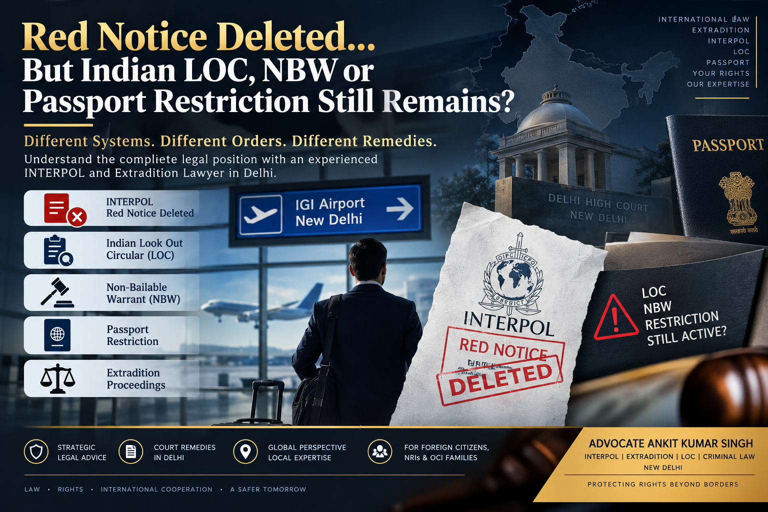 Best INTERPOL Lawyer in Delhi? When a Red Notice Is Deleted but an Indian LOC, NBW or Passport Restriction Still Remains