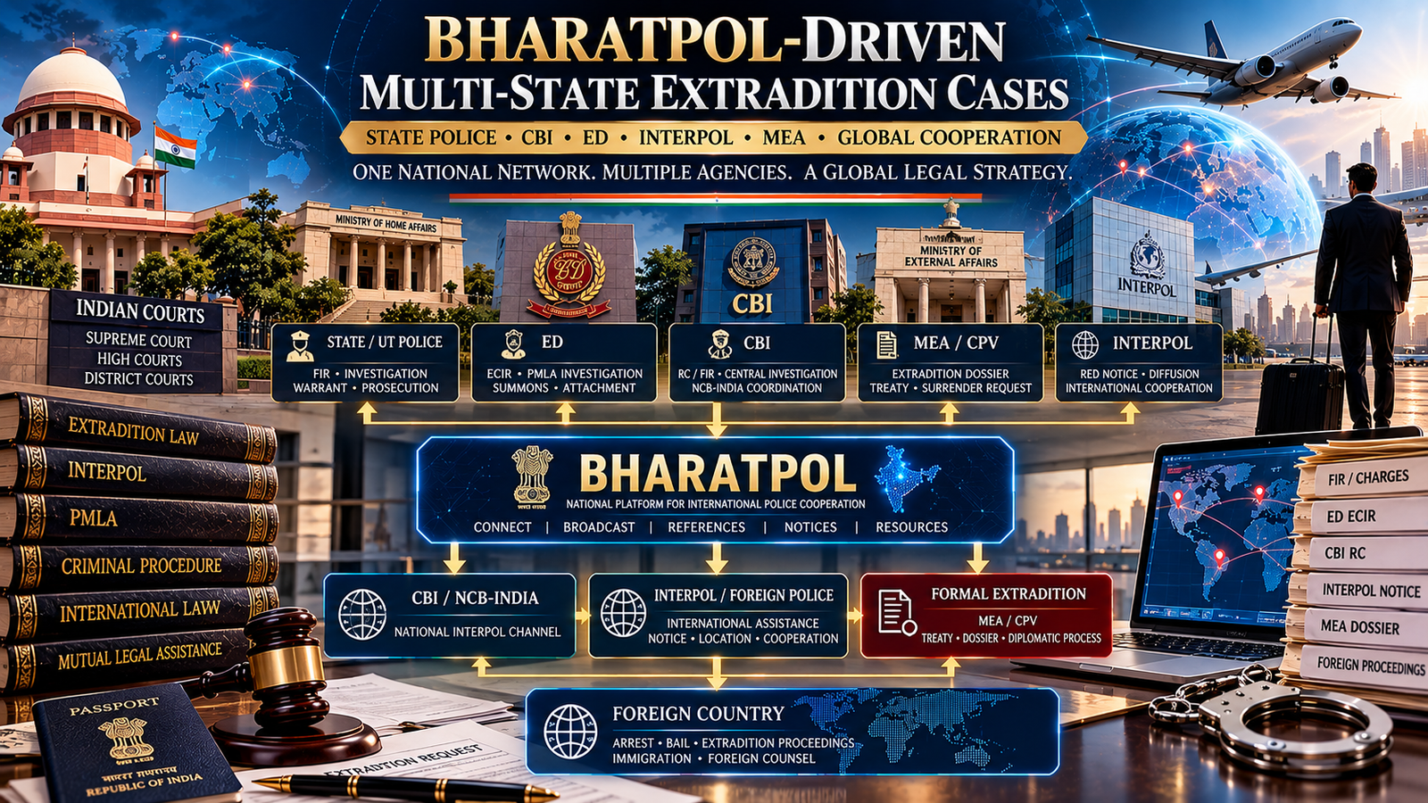 Best Extradition Lawyer in India for BHARATPOL-Driven Multi-State Police, CBI and ED International Requests