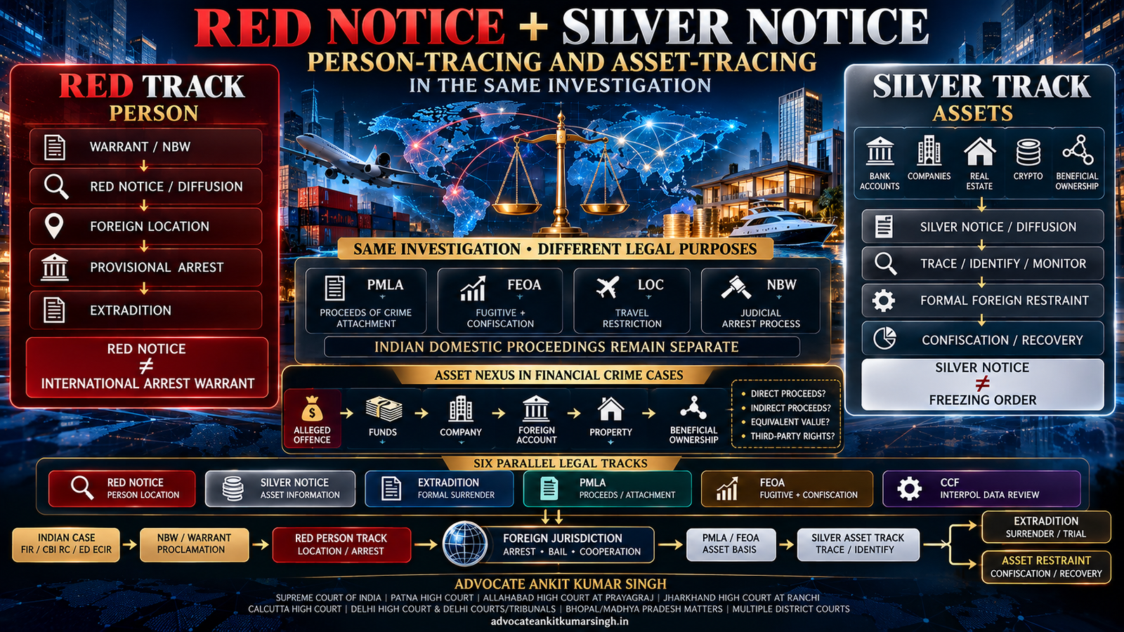 Specialized Extradition Lawyer in India for Red Notice Plus Silver Notice Cases: Person-Tracing and Asset-Tracing in the Same Investigation