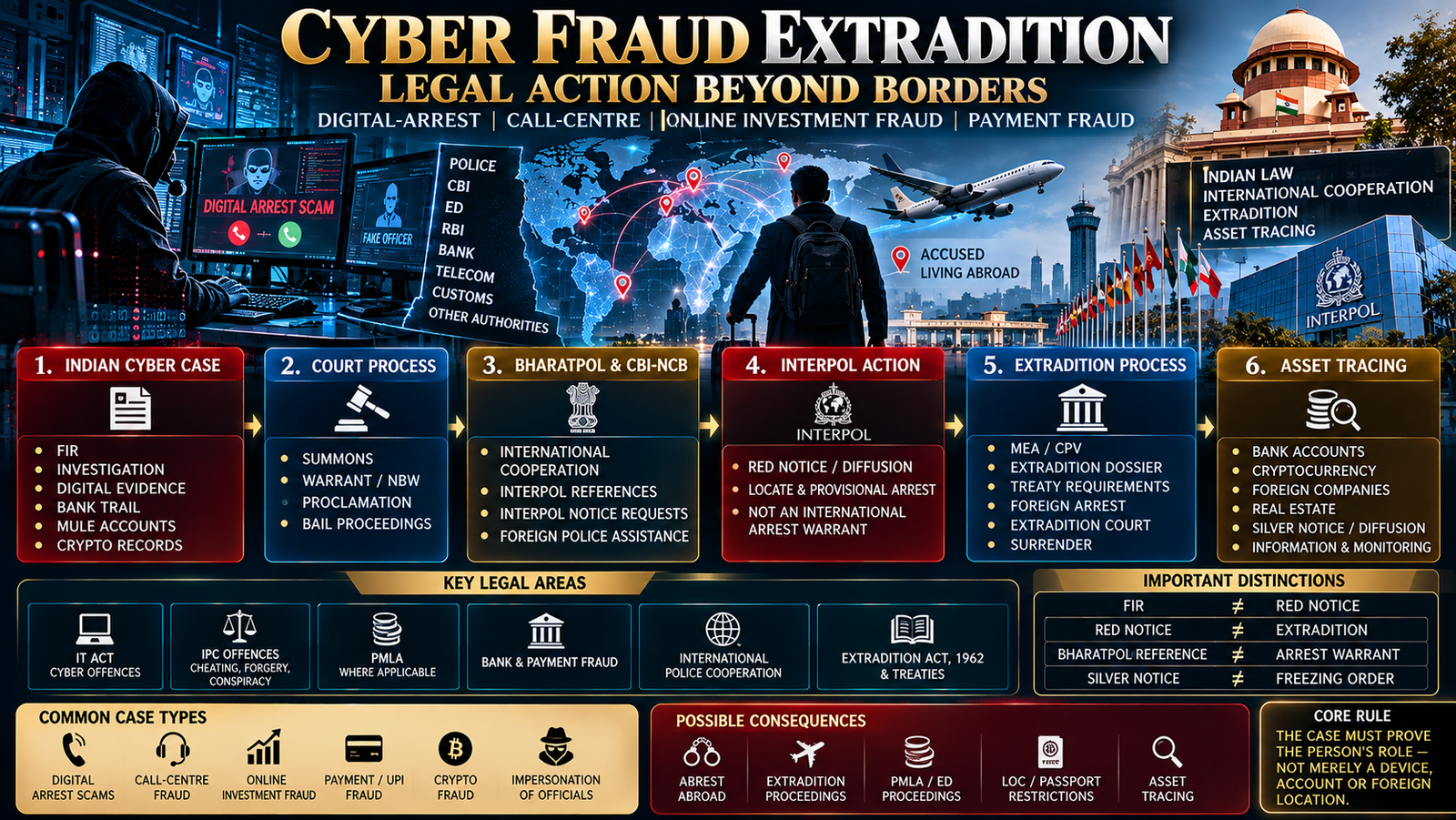 Expert Extradition Lawyer in India for Digital-Arrest, Call-Centre and International Cyber-Fraud Accused Living Abroad