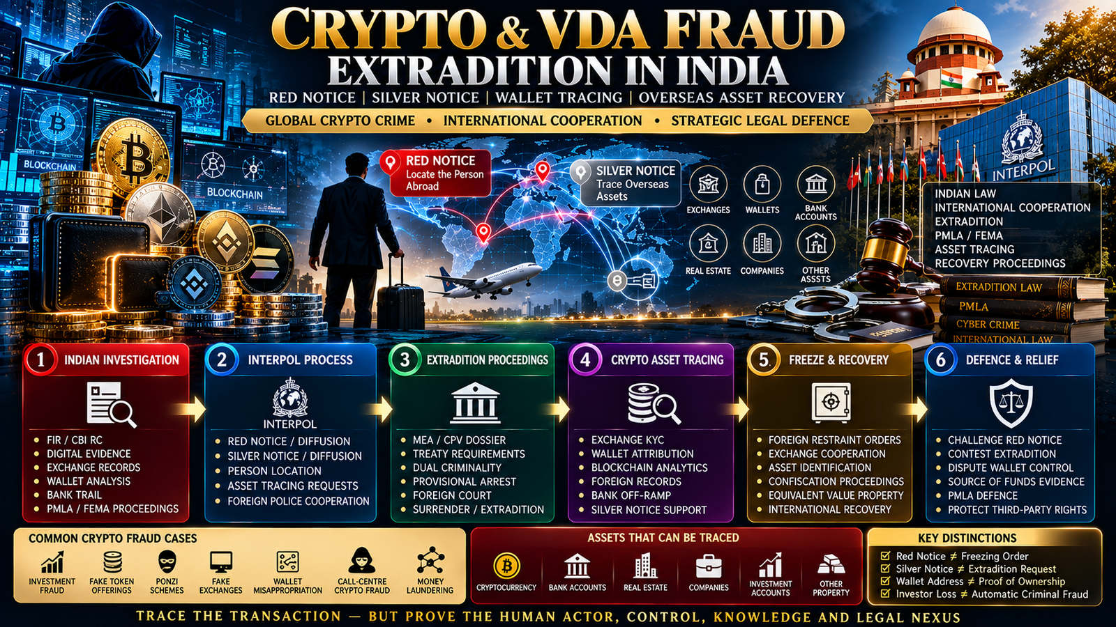 Best Extradition Lawyer in India for Crypto and VDA Fraud: Red Notice, Silver Notice, Wallet Tracing and Overseas Asset Recovery