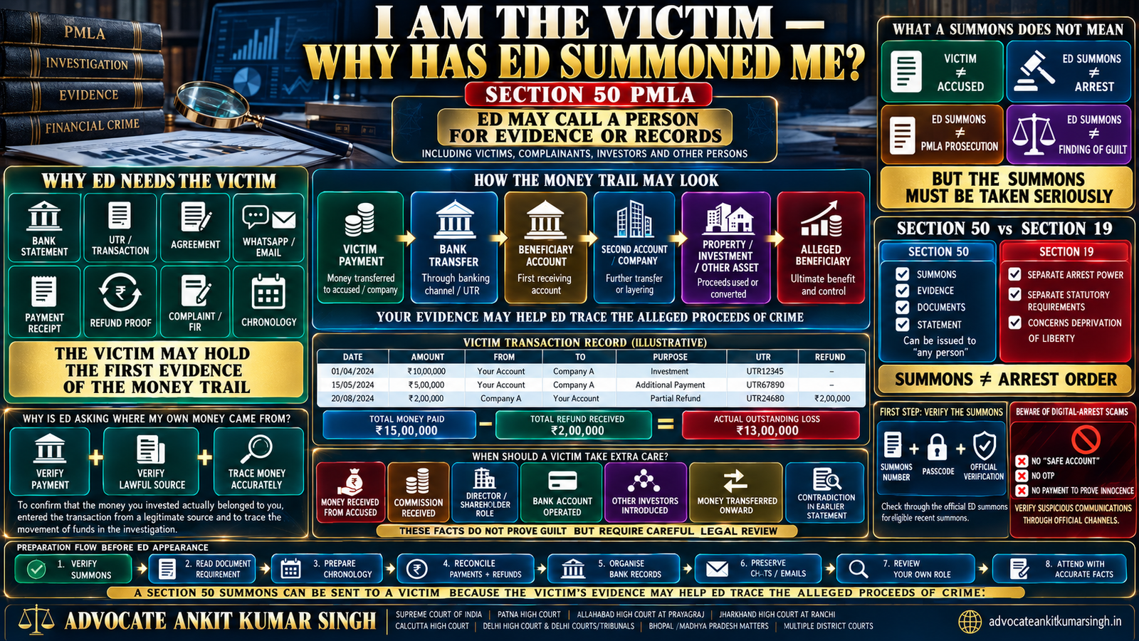 Best ED Summons Lawyer in India for Victims and Complainants: “I Am the Victim—Why Has ED Summoned Me Under Section 50 PMLA?”