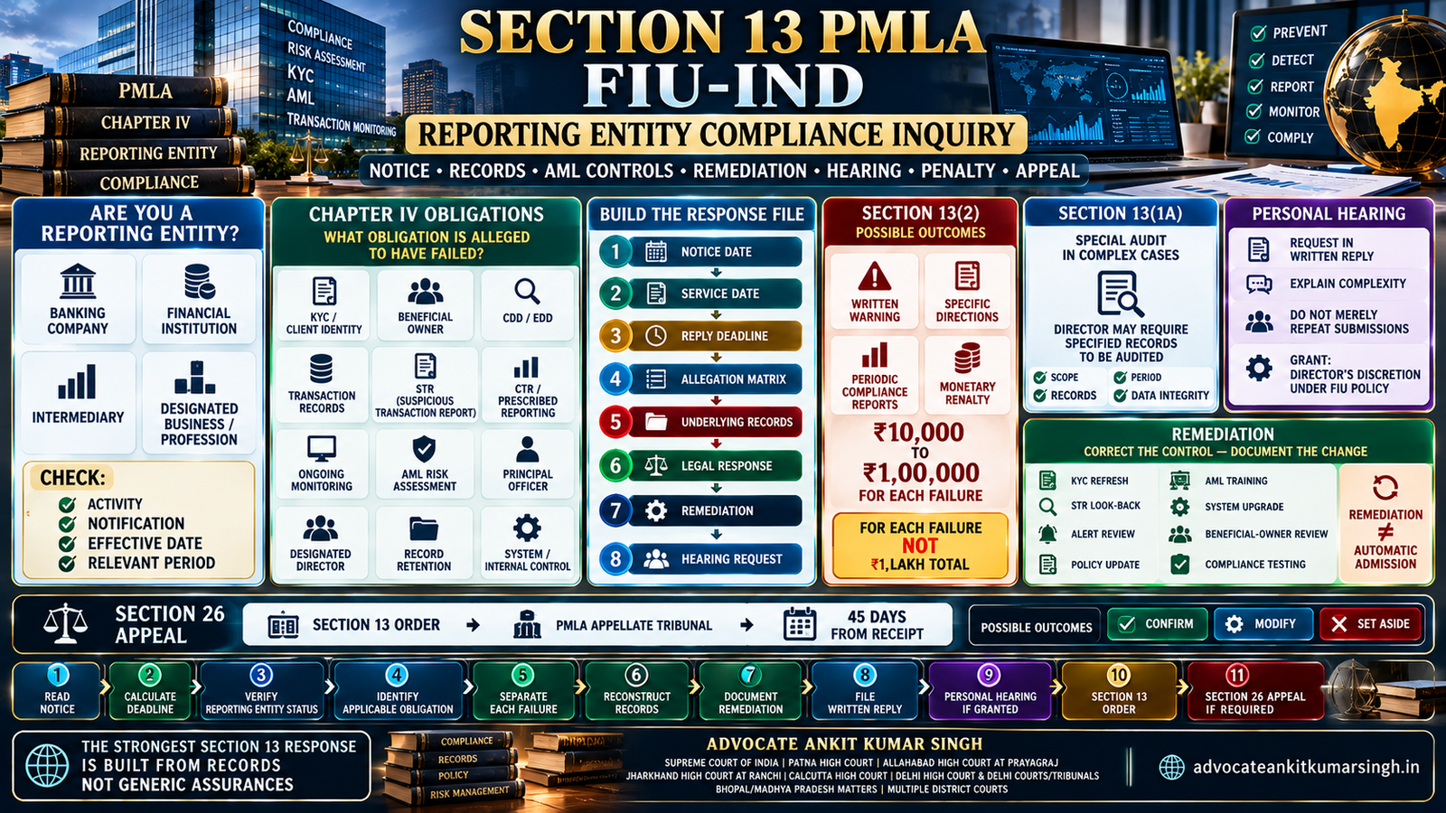 Best Section 13 PMLA Lawyer in India for FIU-IND and Reporting Entity Compliance Inquiries